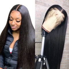 Straight Lace Front Human Hair Pre plucked HD Transparent With Baby Hair