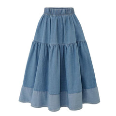 Denim High Waist Pleated Skirt - KeepMeDifferent