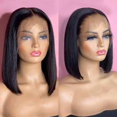 Brazilian Straight Short Bob Lace Front  13x4 Pre-plucked With Baby Hair Non-Remy - KeepMeDifferent