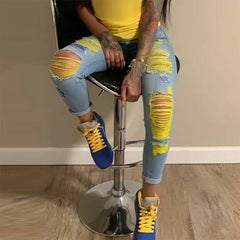 Yellow Ripped Jeans - KeepMeDifferent