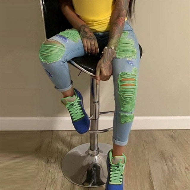 Yellow Ripped Jeans - KeepMeDifferent