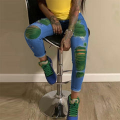 Yellow Ripped Jeans - KeepMeDifferent