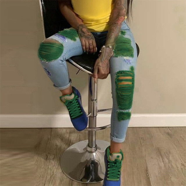 Yellow Ripped Jeans - KeepMeDifferent