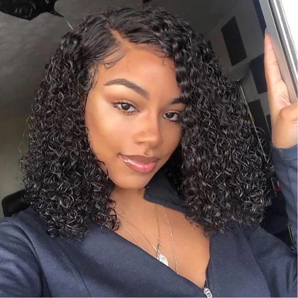 Malaysian Jerry Curly Pre Plucked  Glueless 13x4 Deep Wave Frontal