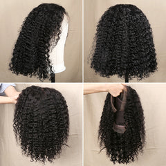 Malaysian Jerry Curly Pre Plucked  Glueless 13x4 Deep Wave Frontal