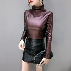 Long Sleeve Leather Shirt - KeepMeDifferent