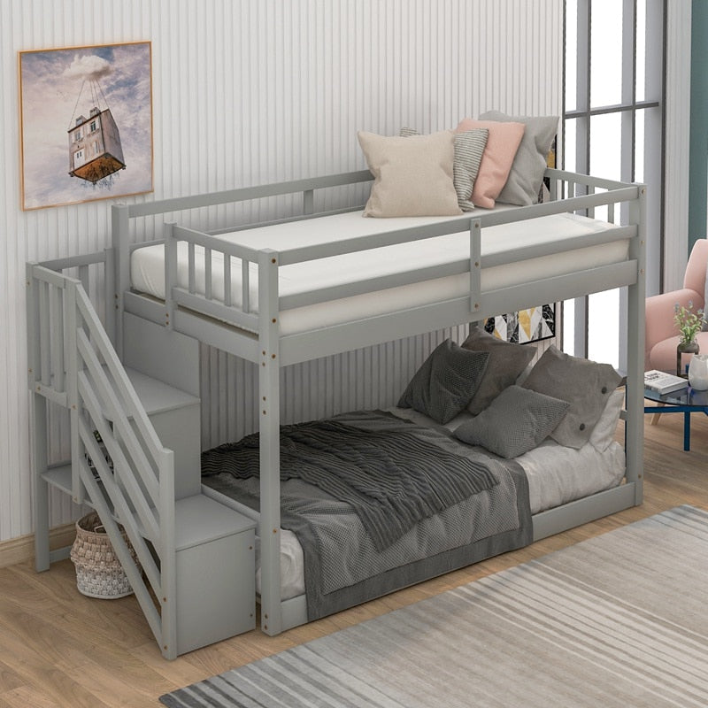 Two Sizes Stairway Bunk Bed Twin-Over-Full - KeepMeDifferent