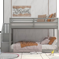 Two Sizes Stairway Bunk Bed Twin-Over-Full - KeepMeDifferent