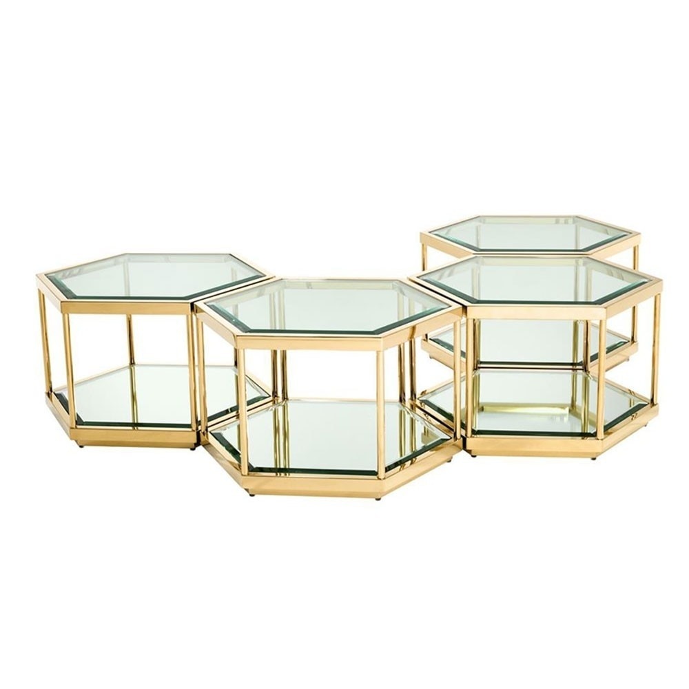 Glass Gold Connected Coffee Table