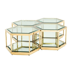 Glass Gold Connected Coffee Table