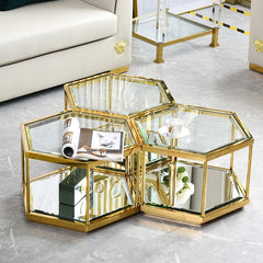 Glass Gold Connected Coffee Table