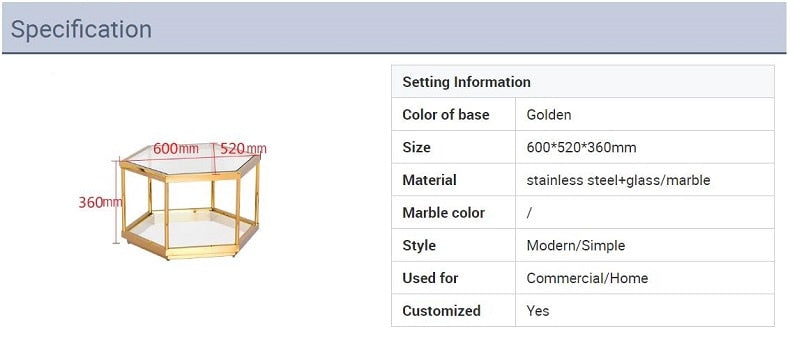 Glass Gold Connected Coffee Table