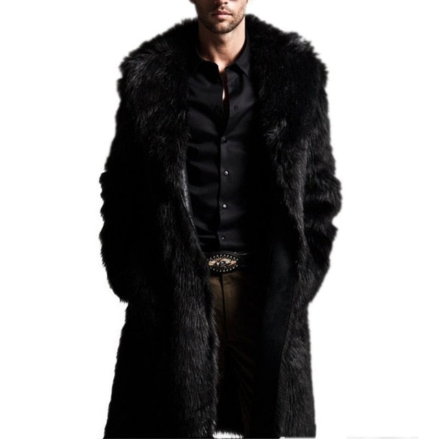 Men Faux Fur Long Coat - KeepMeDifferent