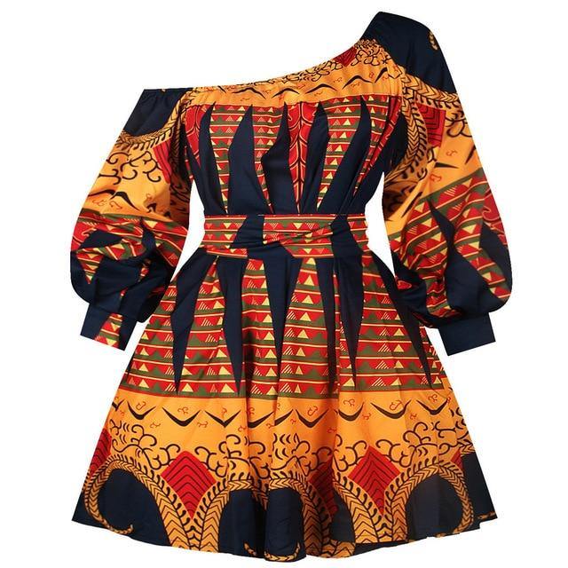 Off The Shoulder African Print Dress - KeepMeDifferent