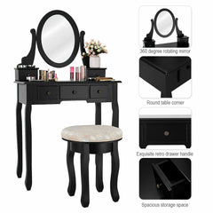 Black 3 Drawer Vanity Set - KeepMeDifferent