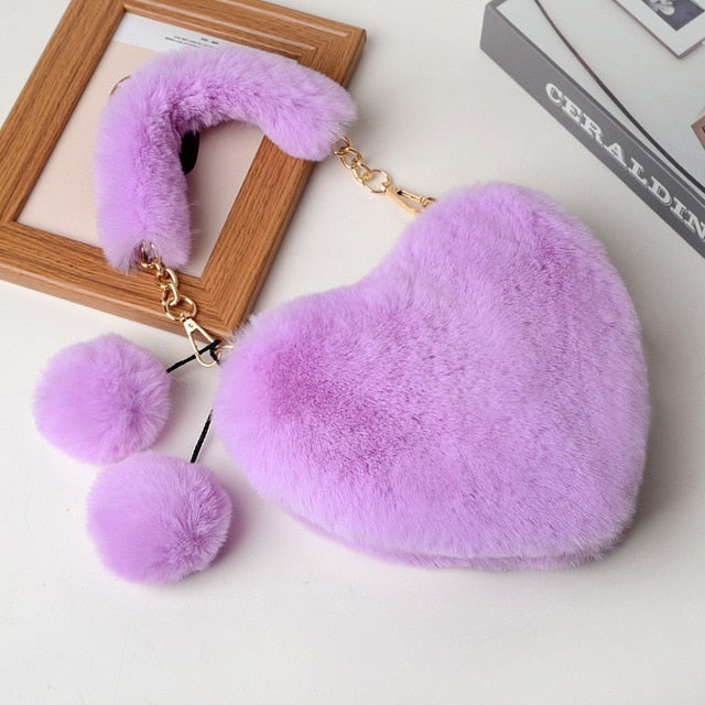 Faux Fur Heart Handbag - KeepMeDifferent