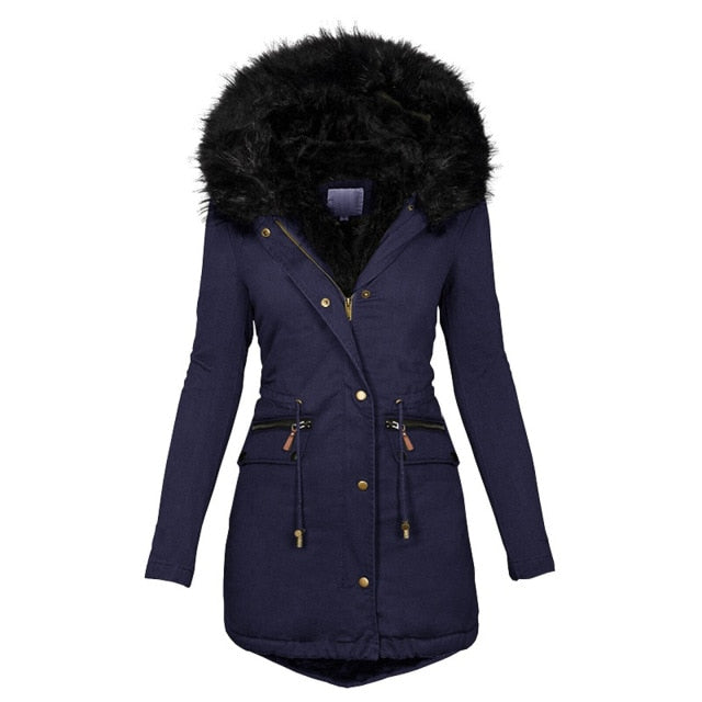 Women Winter Big Fur Collar Jacket Coat - KeepMeDifferent