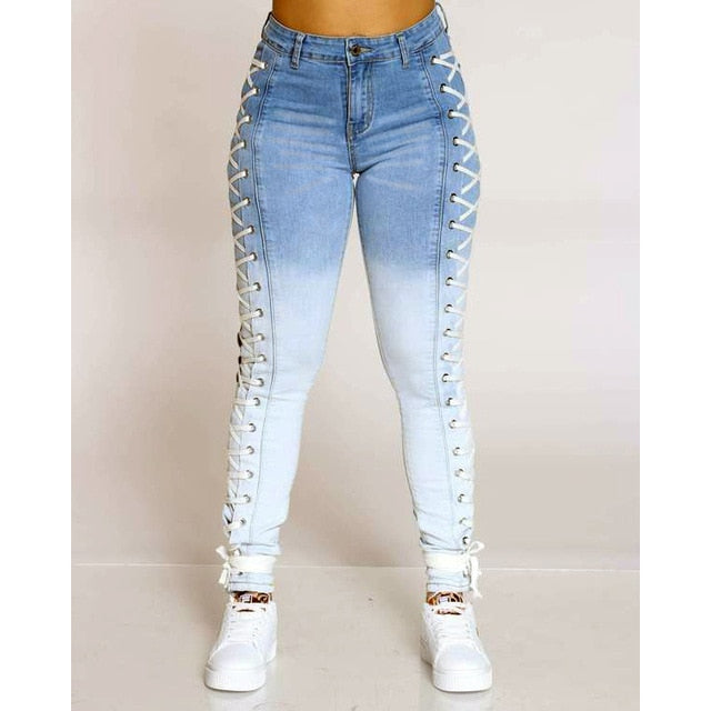 Criss Cross Side Jeans - KeepMeDifferent