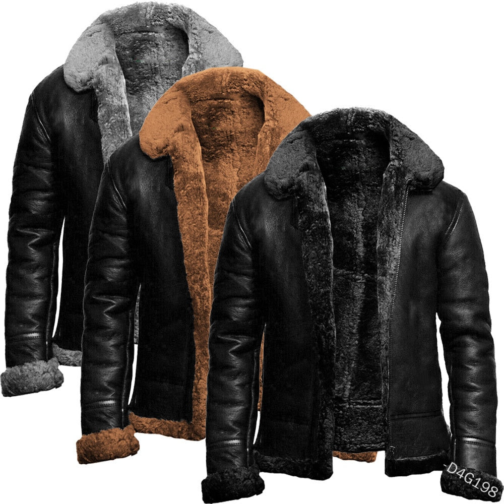 Men Winter Jacket Thick Fur Fleece - KeepMeDifferent