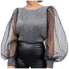 Women's Mesh Puffy Arm Shirt - KeepMeDifferent