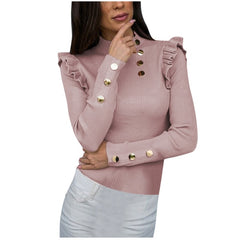 Buttoned & Ruffle Fitted Shirt - KeepMeDifferent