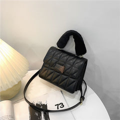 Stylish Faux Fur Handle & Leather Hand Bag - KeepMeDifferent