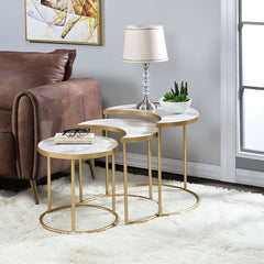 3Pc Marble Pull Out Table - KeepMeDifferent