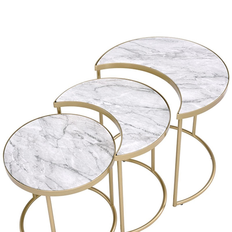 3Pc Marble Pull Out Table - KeepMeDifferent