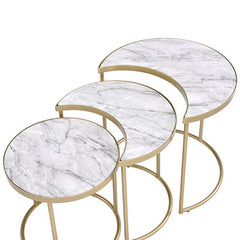 3Pc Marble Pull Out Table - KeepMeDifferent