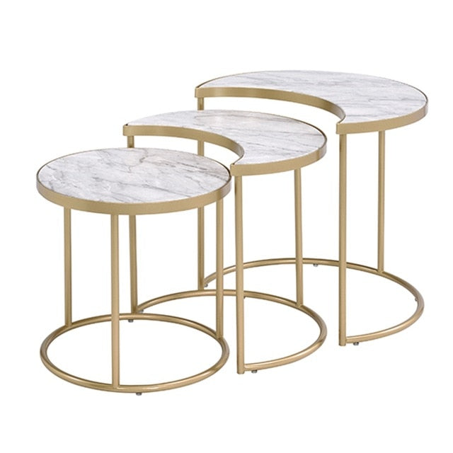 3Pc Marble Pull Out Table - KeepMeDifferent