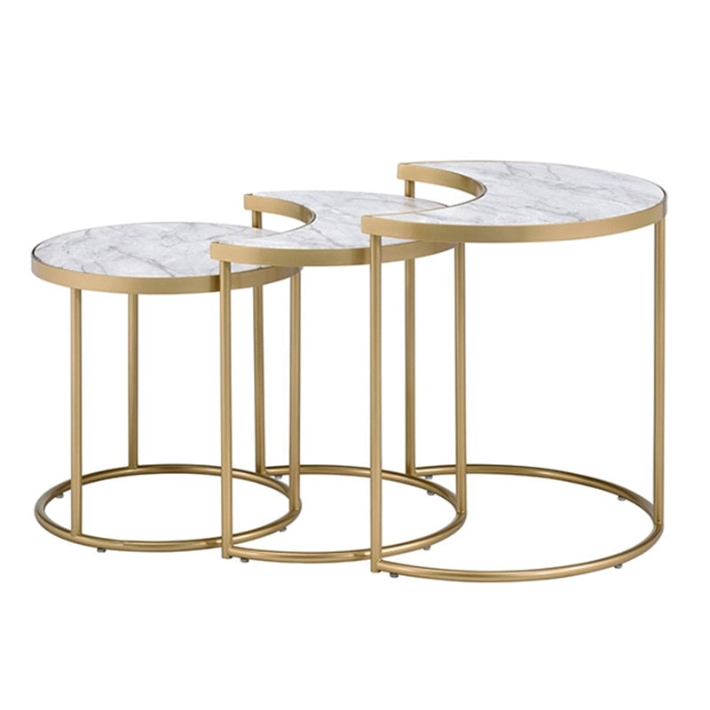 3Pc Marble Pull Out Table - KeepMeDifferent