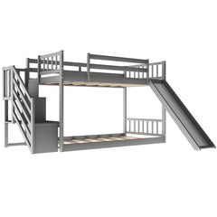 Adventure Twin Bunk Bed with Convertible Slide and Stairway - KeepMeDifferent