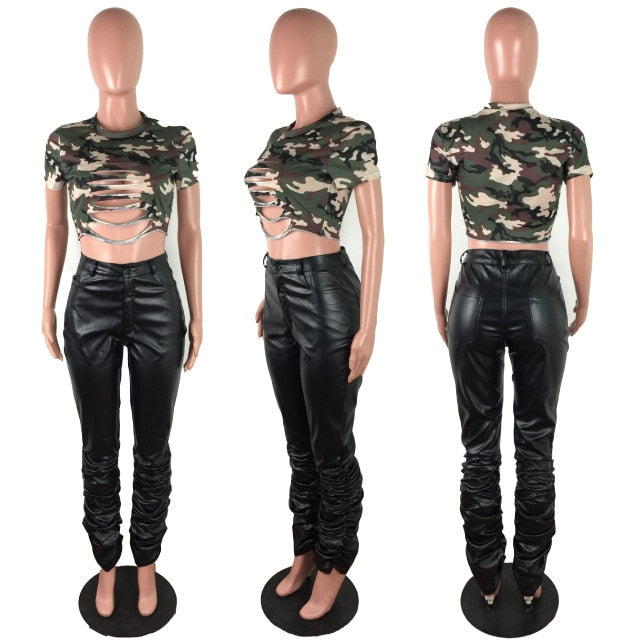 High Waist Leather Pants - KeepMeDifferent