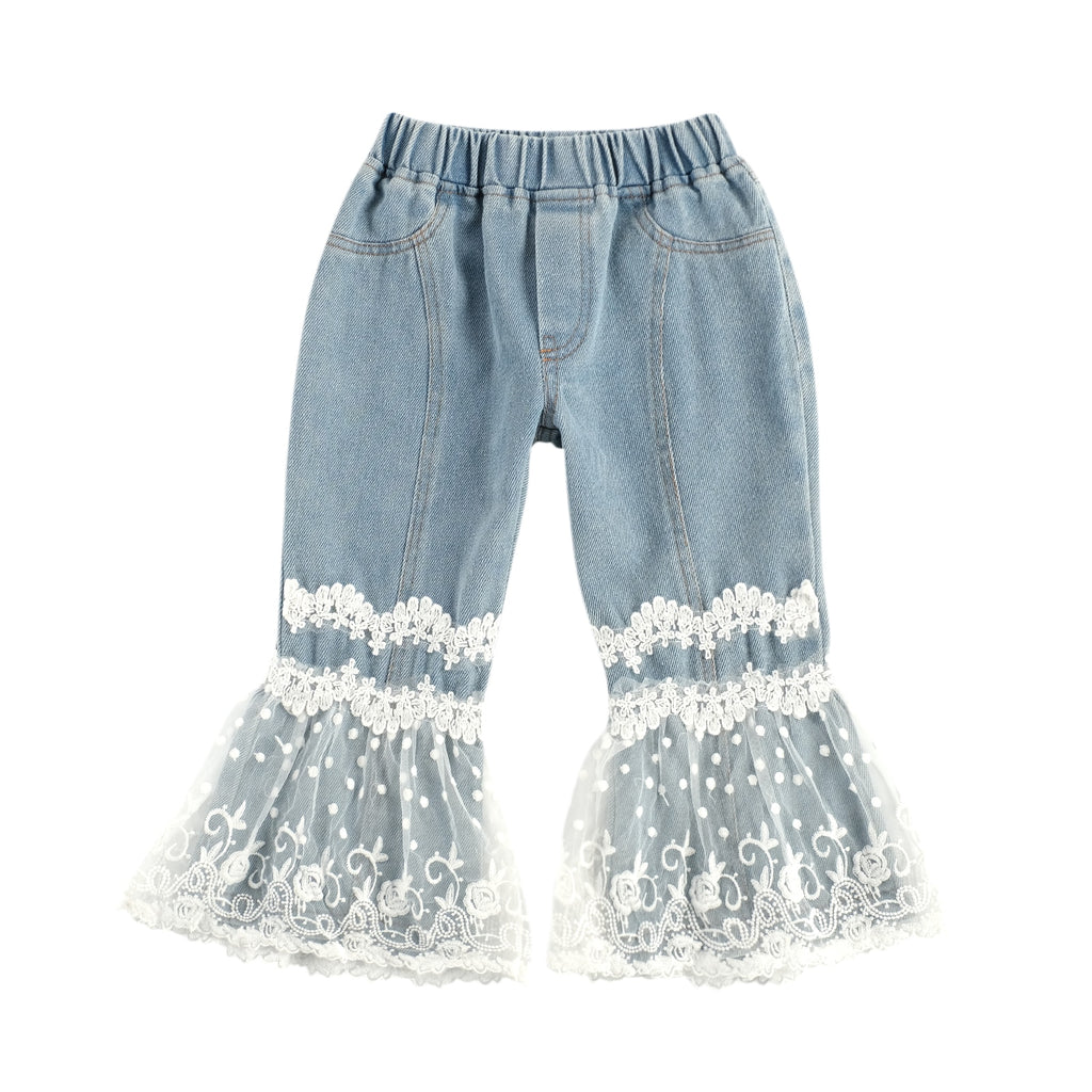 Toddler Ruffled Bell Bottoms Jean's For Girls - KeepMeDifferent