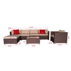 7 Pieces Wicker Living Room Set With Cushions - KeepMeDifferent