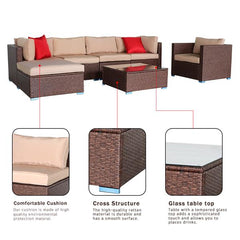 7 Pieces Wicker Living Room Set With Cushions - KeepMeDifferent