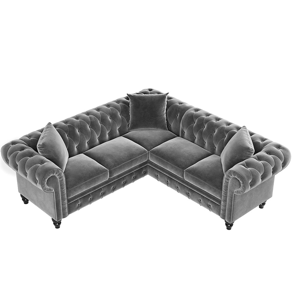 Elegant Tufted L Shaped Sofa - KeepMeDifferent