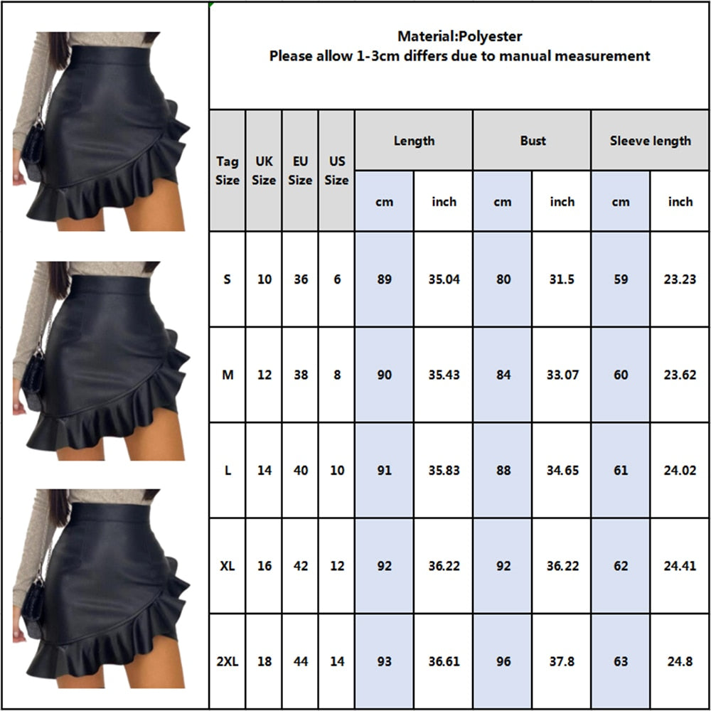 Faux Leather Ruffle Skirt - KeepMeDifferent