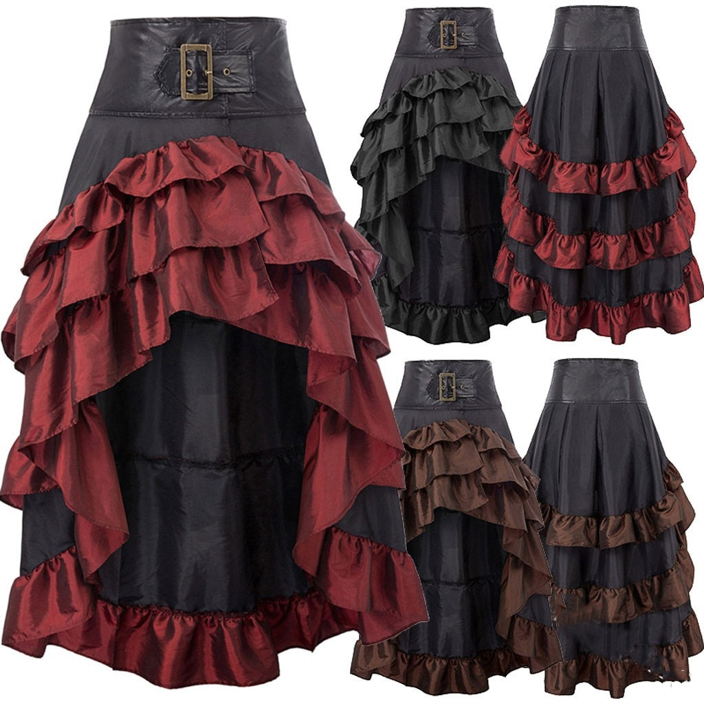 Ruffle Asymmetrical High-Low Skirt - KeepMeDifferent