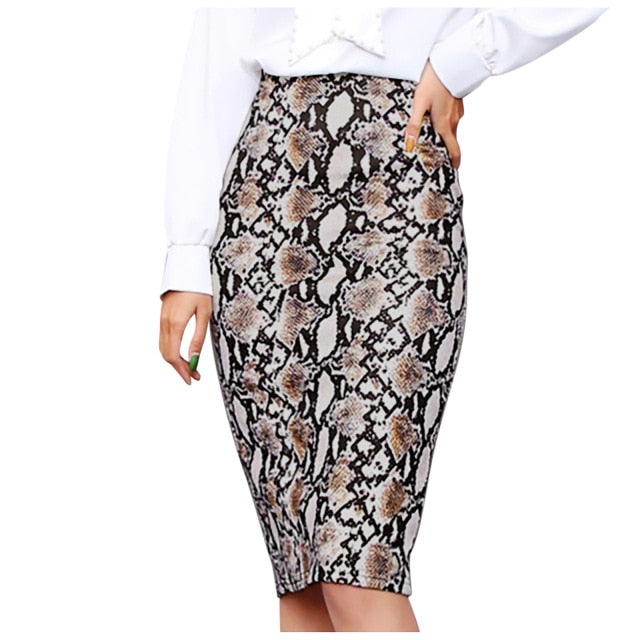 Snake Print Pencil Skirt - KeepMeDifferent