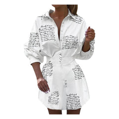 Writing On The Wall Print Shirt Long - KeepMeDifferent