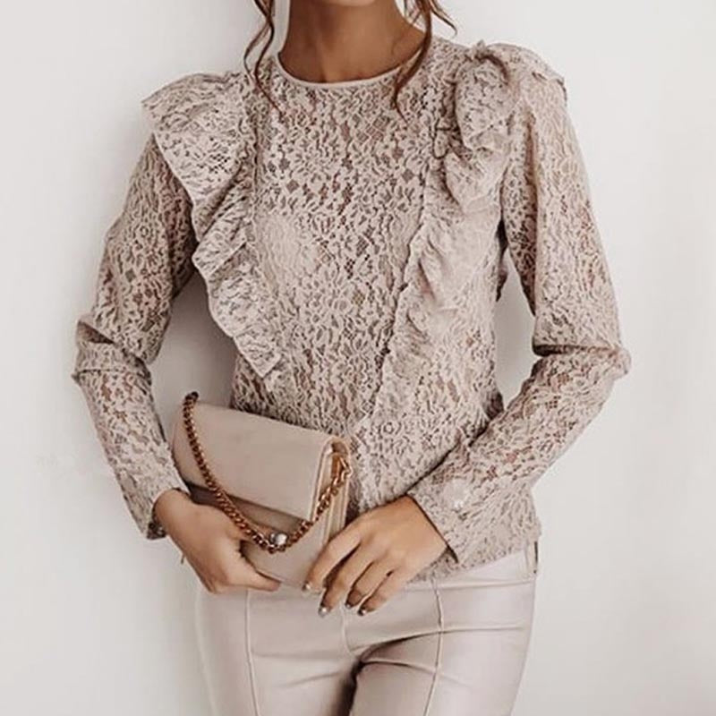 Lace With Ruffle Blouse - KeepMeDifferent