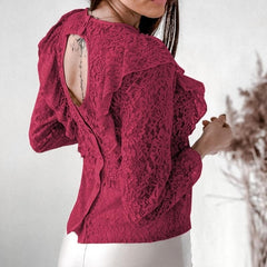 Lace With Ruffle Blouse - KeepMeDifferent