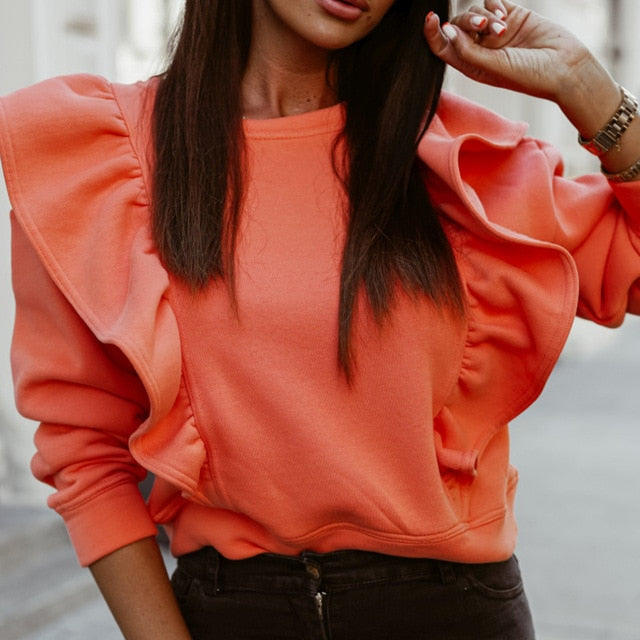 Ruffle Sweatshirt - KeepMeDifferent