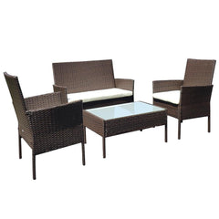 4 Piece Wicker Set Cushions Included - KeepMeDifferent