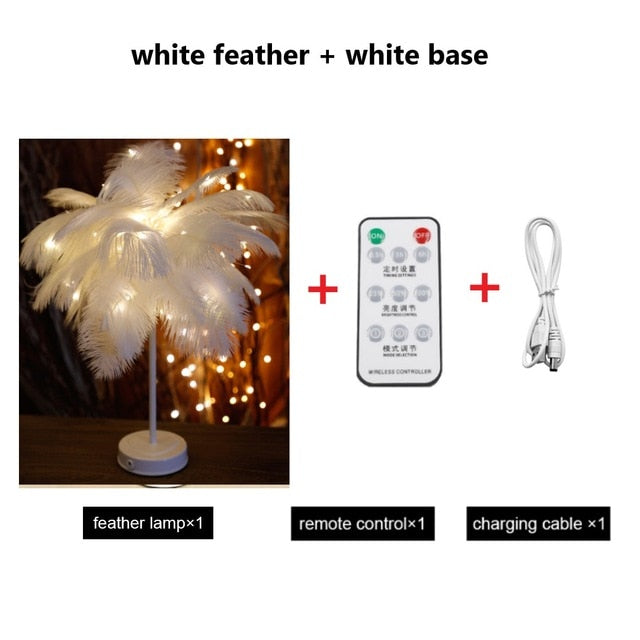 Fash Feather's Table Lamp With Remote Control - KeepMeDifferent