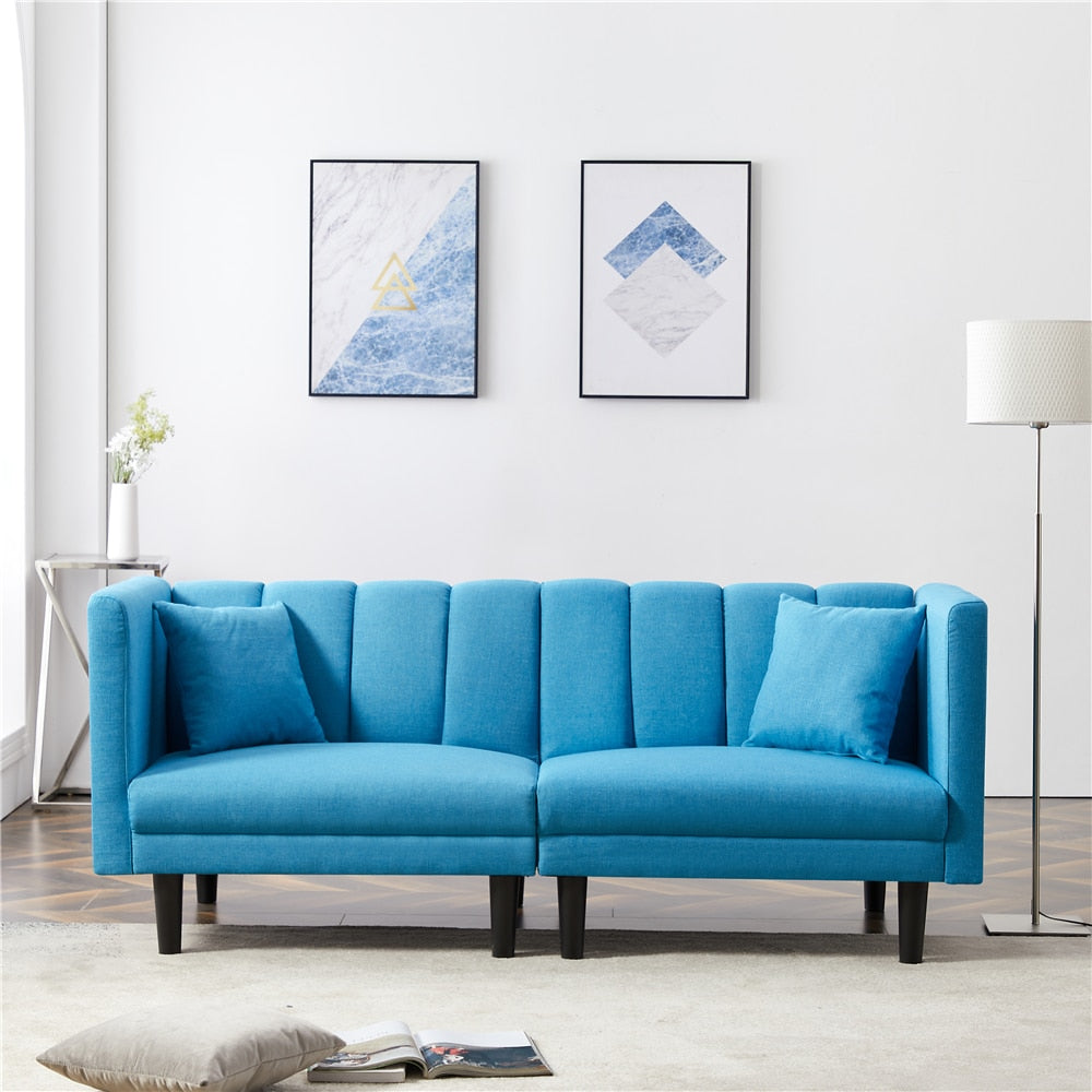 Blue Shell Sofa With Convertible Futon Sofa Bed - KeepMeDifferent