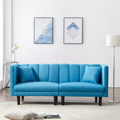 Blue Shell Sofa With Convertible Futon Sofa Bed - KeepMeDifferent