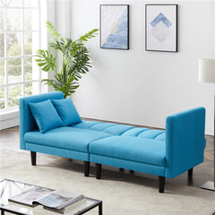 Blue Shell Sofa With Convertible Futon Sofa Bed - KeepMeDifferent