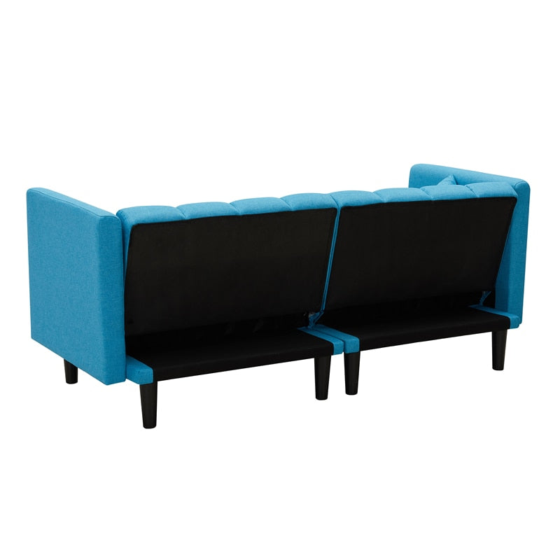 Blue Shell Sofa With Convertible Futon Sofa Bed - KeepMeDifferent